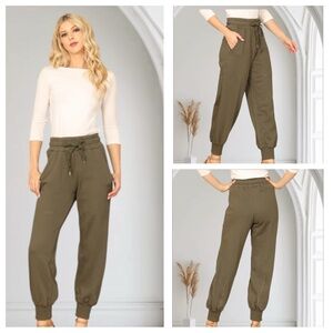 Boutique olive green relaxed fit joggers